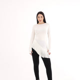Blusa Assimétrica com Franjas - Off White