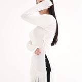 Blusa Assimétrica com Franjas - Off White