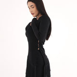 Blusa Assimétrica com Franjas - Preta