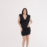 Vestido Curto com Ombreiras - Preto