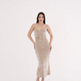 Vestido Midi de Veludo - Nude